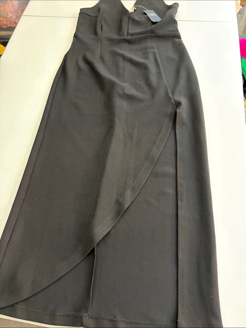 Abercrombie & Fitch Women Midi Dress S Black V-Neck Sleeveless Midi Side Slit - Picture 7 of 11